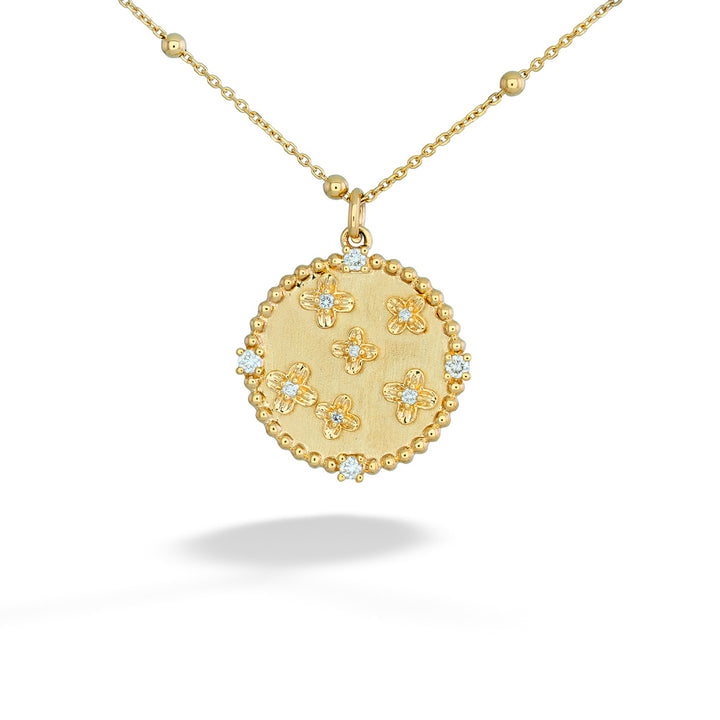 Diamond Flower Pendant Necklace by Shy Creation