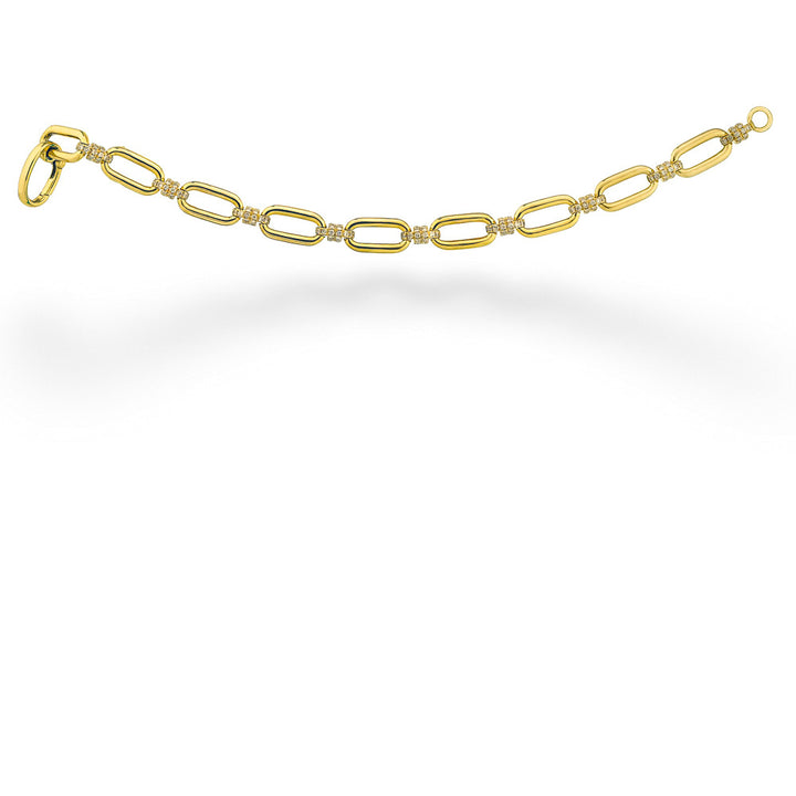 14K Yellow Gold & Diamond Alternating Link Bracelet