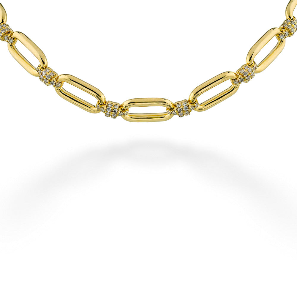 14K Yellow Gold & Diamond Alternating Link Bracelet