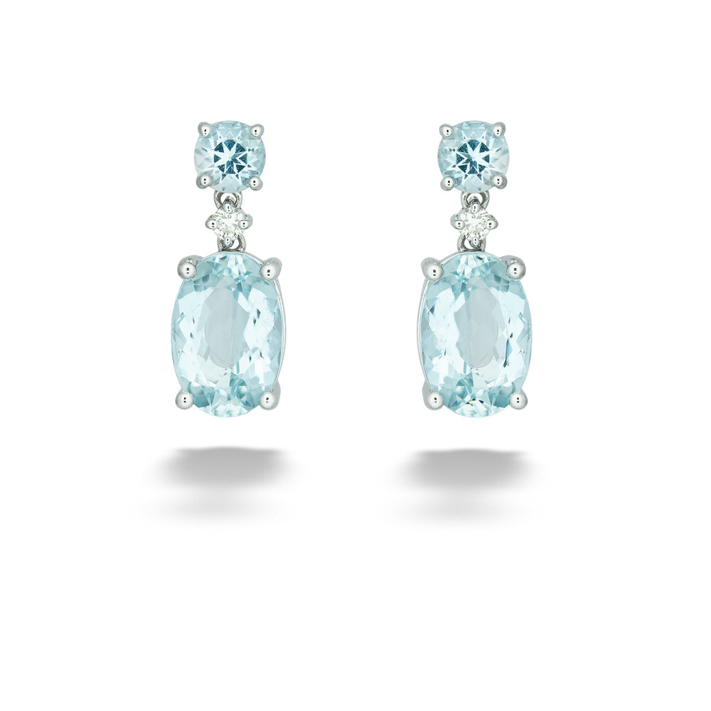 Aquamarine and Diamond Drop Earrings