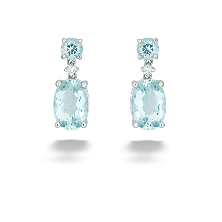 Aquamarine and Diamond Drop Earrings