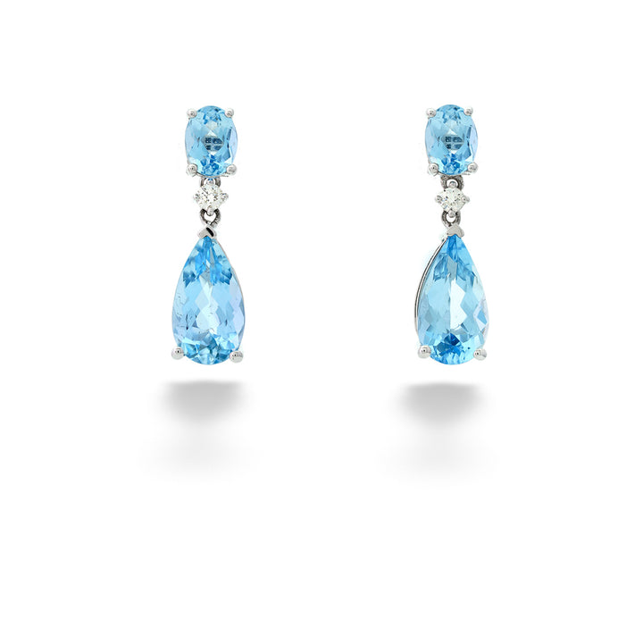 Aquamarine and Diamond Dangle Earrings