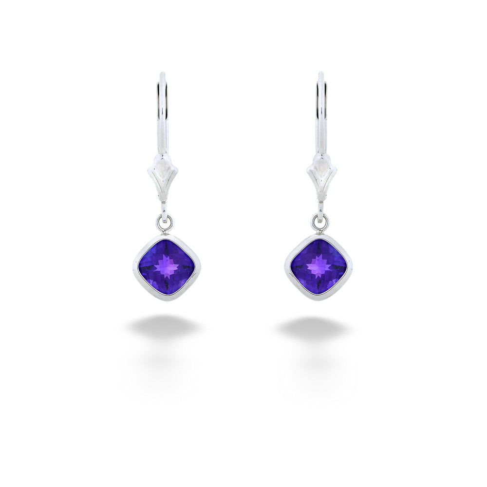 Cushion-Cut Amethyst Dangle Earrings