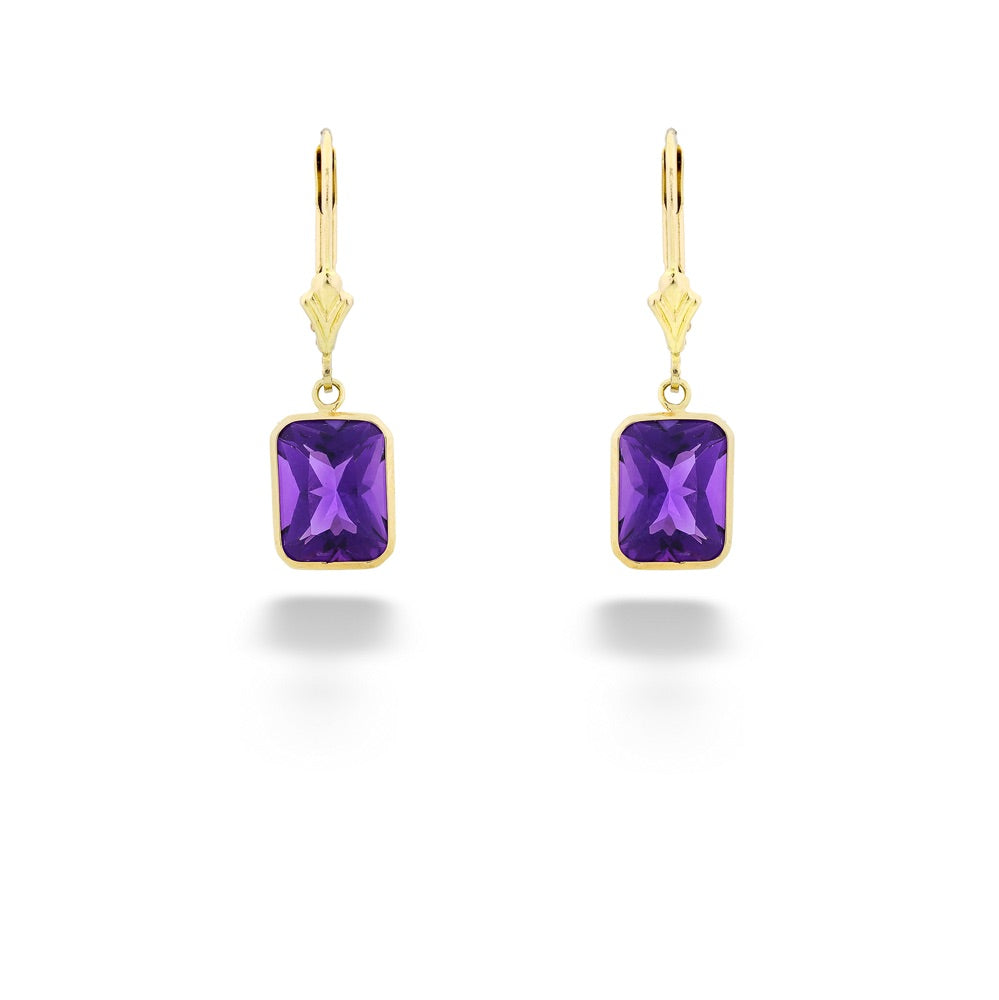 Radiant-Cut Amethyst Dangle Earrings