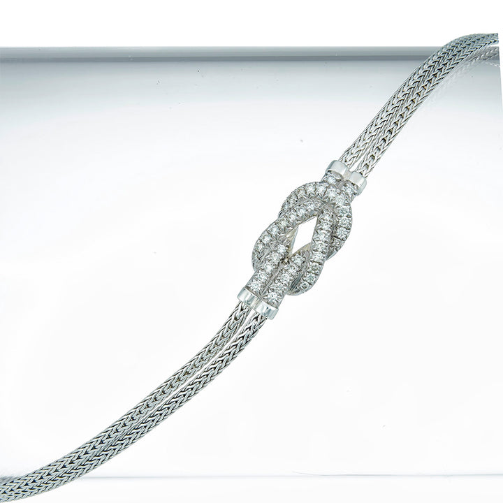 Sterling Silver & Diamond Double Row Love Knot Bracelet by John Hardy