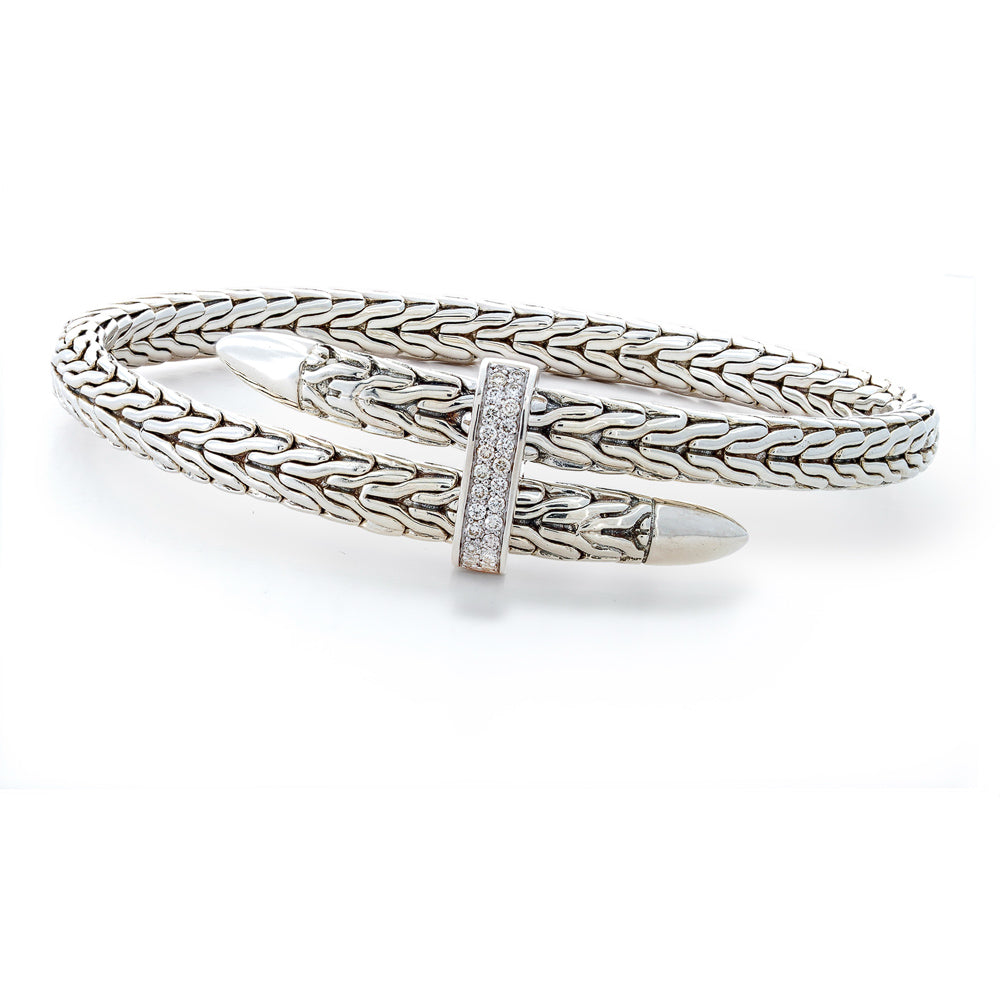 Silver Spear Diamond Bypass Flex Cuff by John Hardy