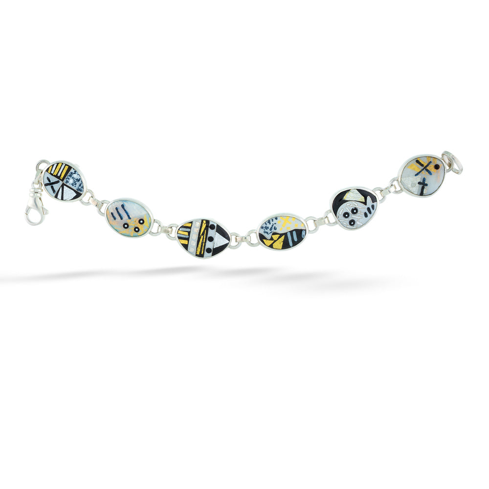 Black, White, and Gold Enameled Bracelet by Ricky Frank