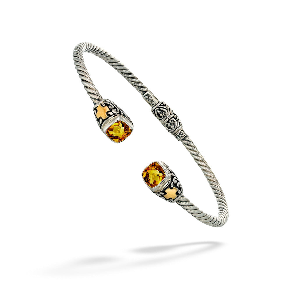 Square Design Bangle with Citrine by Samuel B.