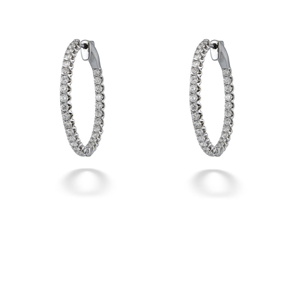 14K White Gold Inside-Out Hoop Earrings