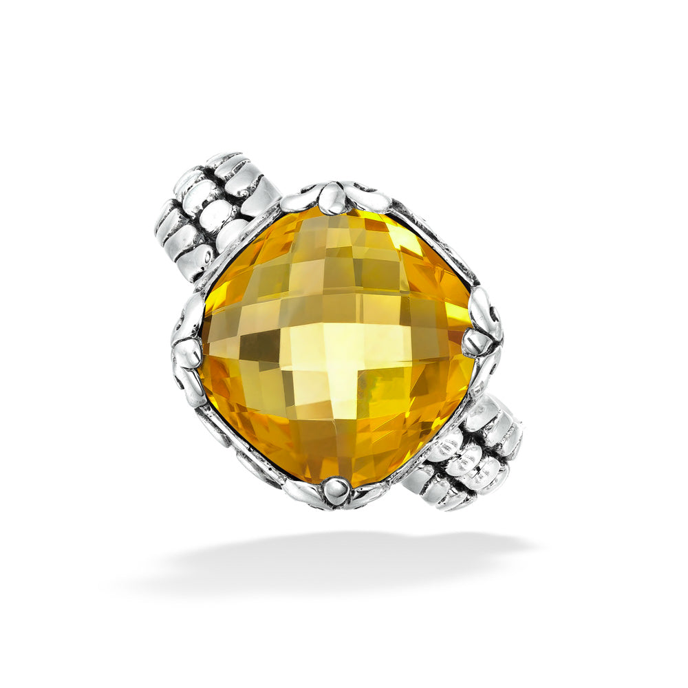 Checkerboard Cut Citrine Ring by Samuel B.