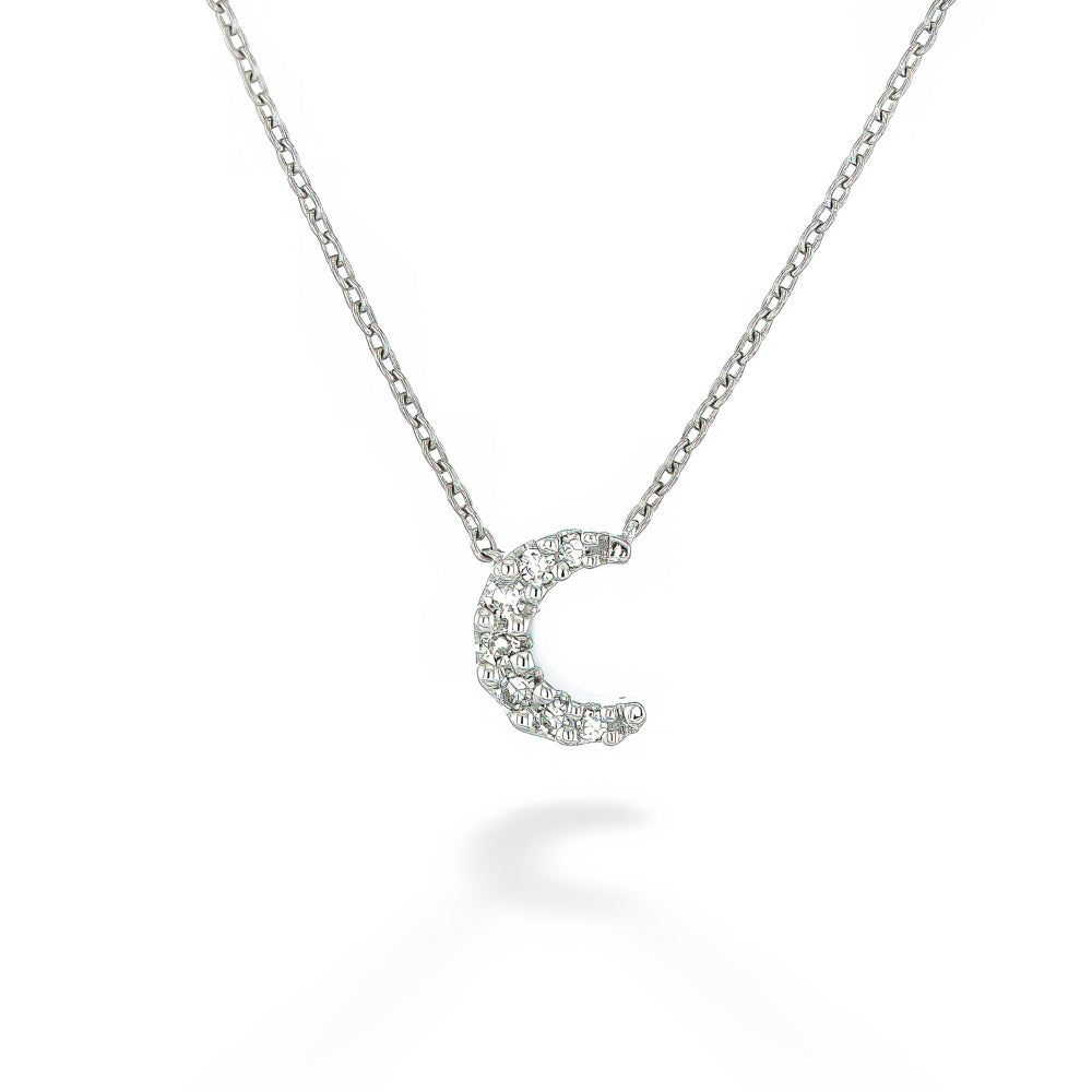 Diamond Moon Pendant & Chain