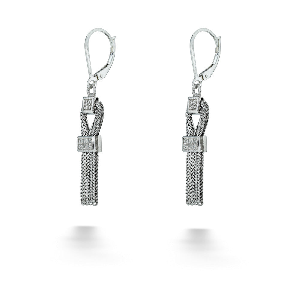 Sterling Silver Foxtail Chain Earrings by Anatoli