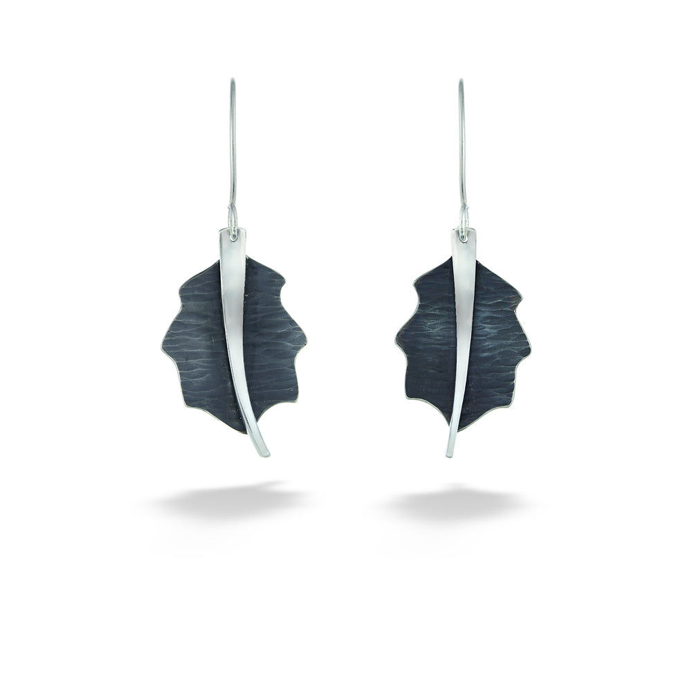 Oxidized Sterling Silver Oak Leaf Earrings by Melanie Considine