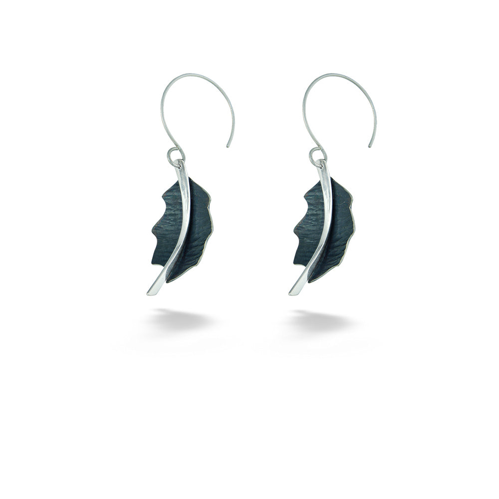 Oxidized Sterling Silver Oak Leaf Earrings by Melanie Considine