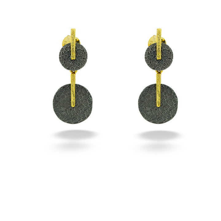 Sterling Silver & Vermeil Double Circle Drop Earrings by Jorge Revilla