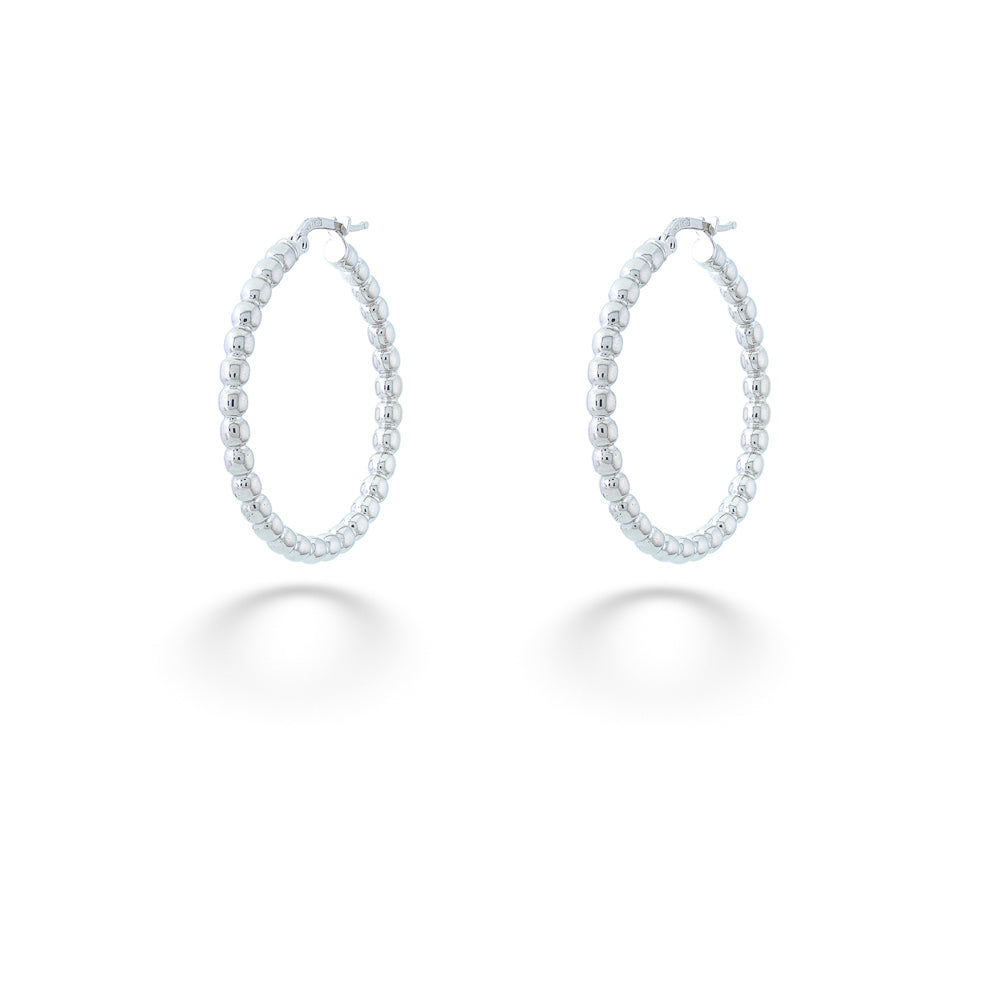 Sterling Silver Beaded Hoops by Miss Mimi 