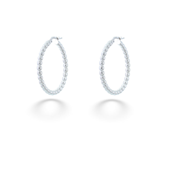 Sterling Silver Beaded Hoops by Miss Mimi 