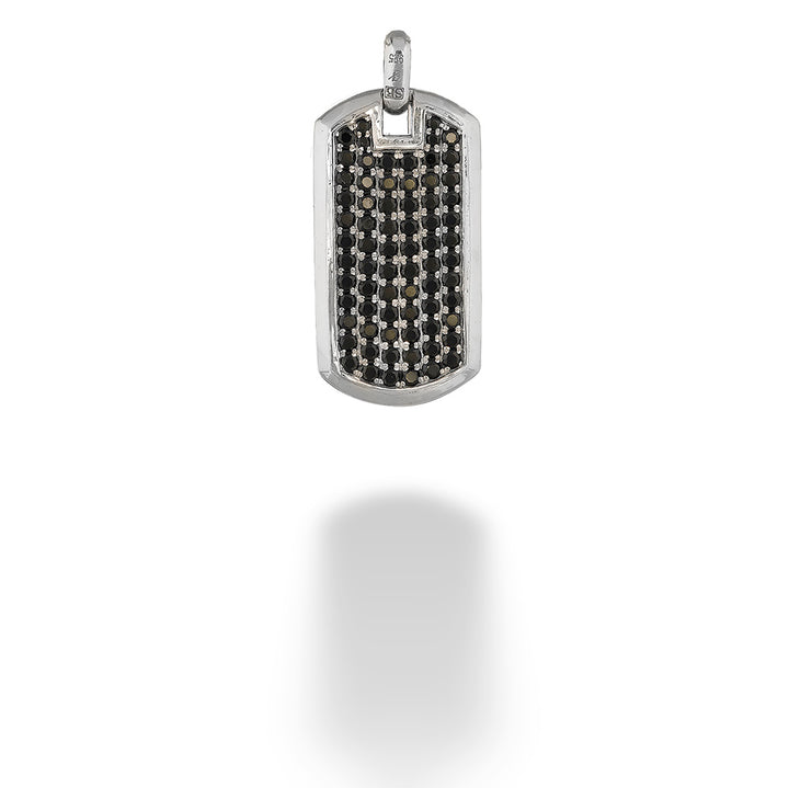 Sterling Silver & Black Spinel Reversible Dog Tag Pendant by Samuel B.