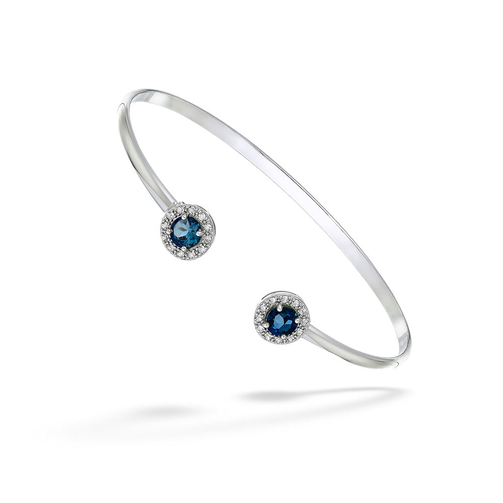 London Blue Topaz & White Topaz Cuff by Samuel B.