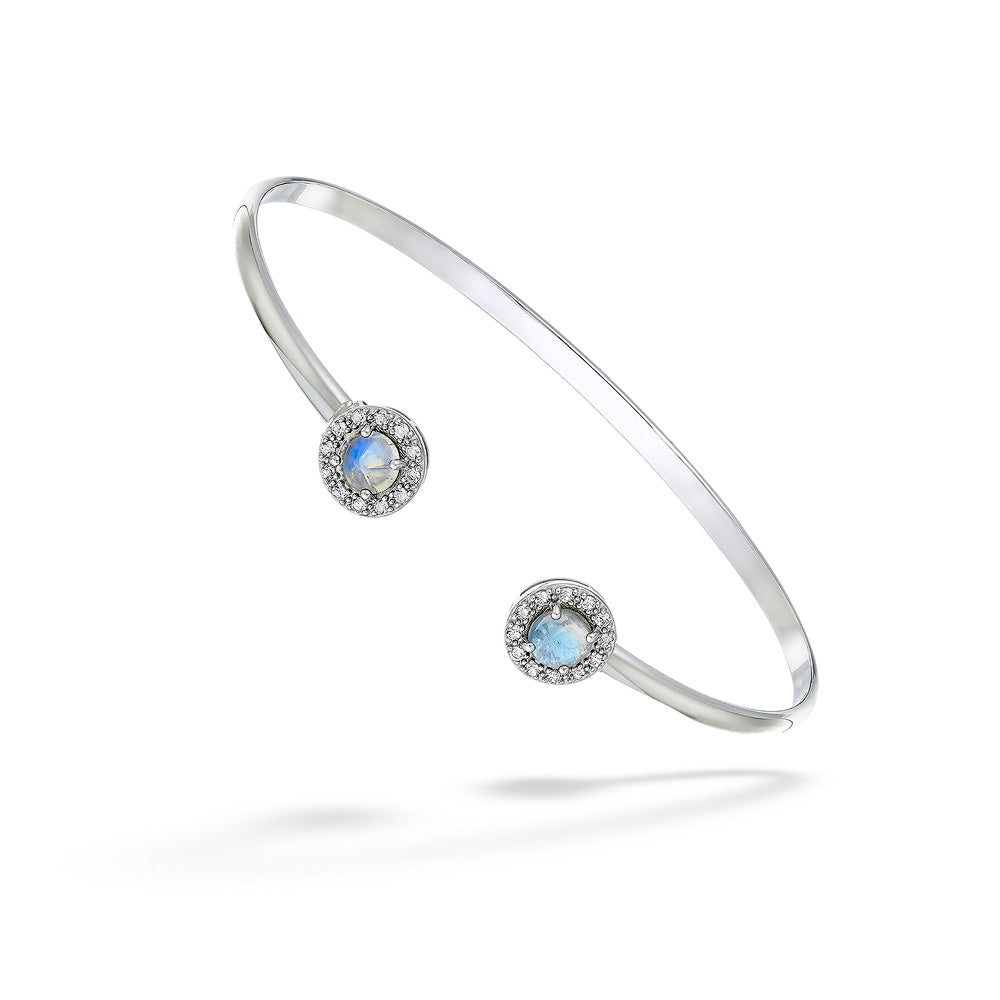 Rainbow Moonstone & White Topaz Cuff by Samuel B.