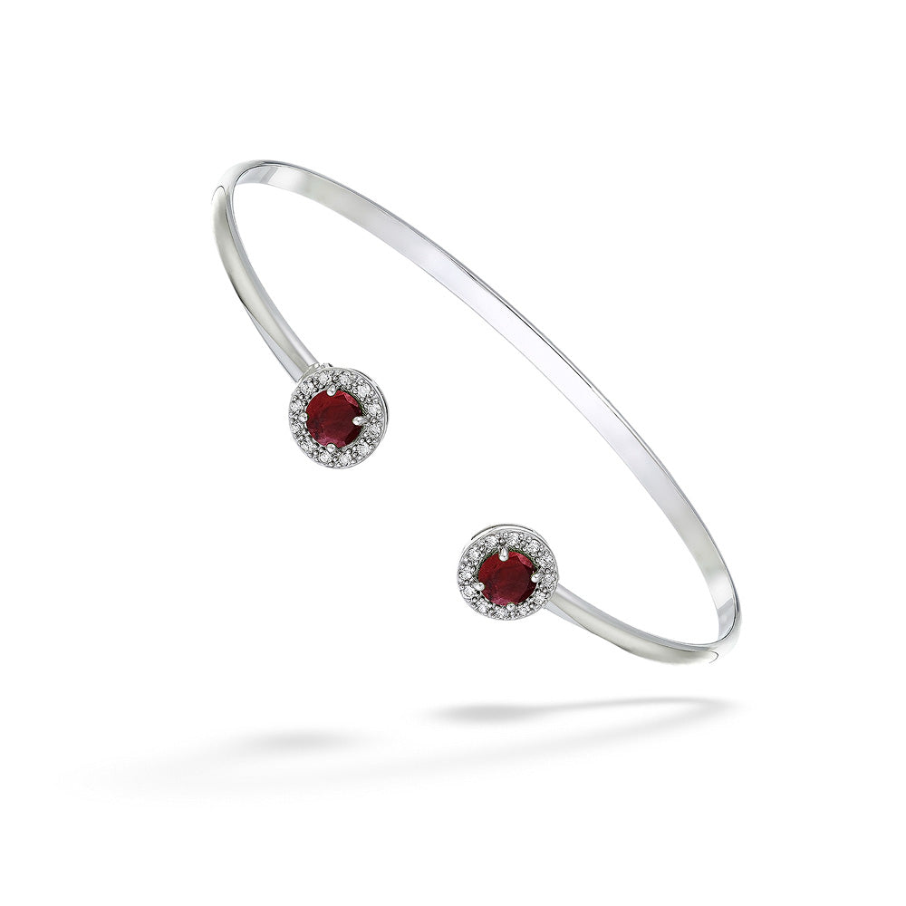 Dyed Red Corundum & White Topaz Cuff by Samuel B.