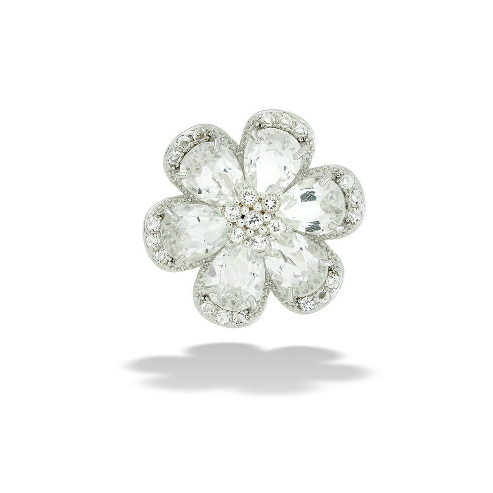 White Topaz Flower Ring by Samual B.