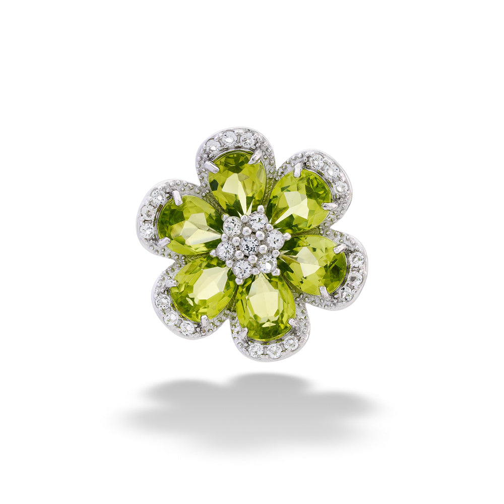 Peridot and White Topaz Flower Ring by Samuel B.