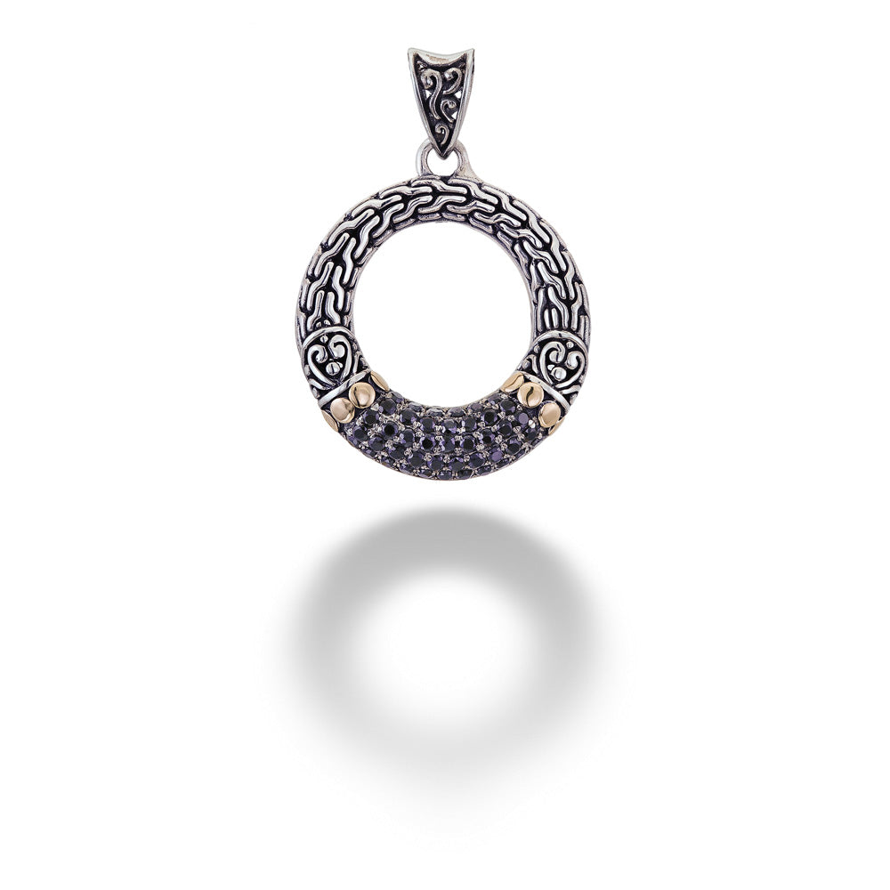 Black Spinel Open Circle Pendant by Samuel B.