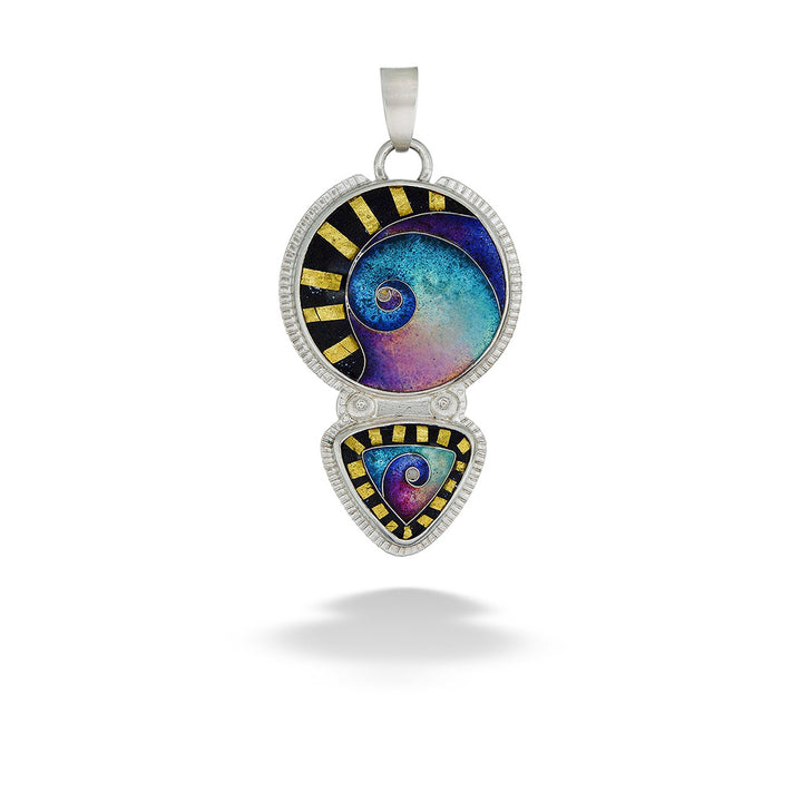 Multi-Colored Enamel Swirl Pendant by Ricky Frank