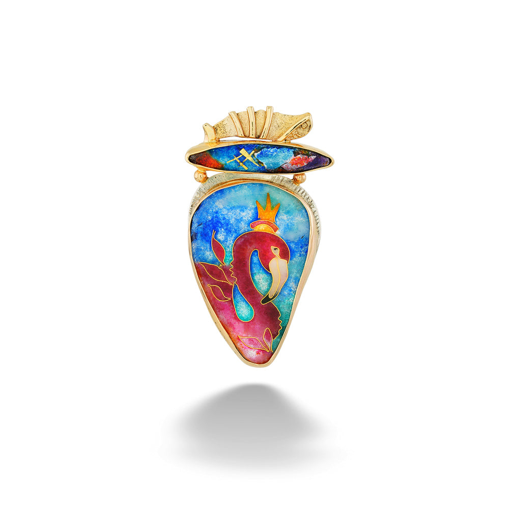 Crowned Flamingo Pendant by Katrin Wolf