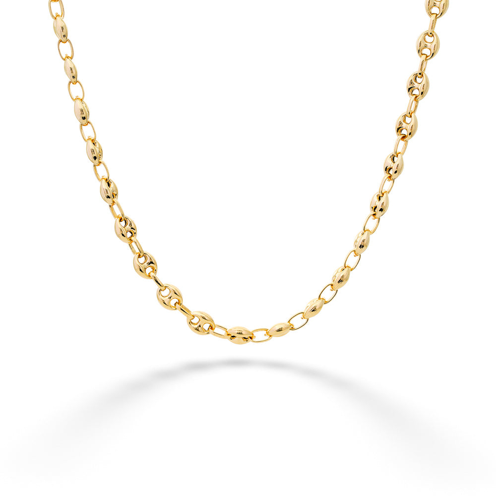 Flat Gold Coffee Bean Necklace by Miss Mimi