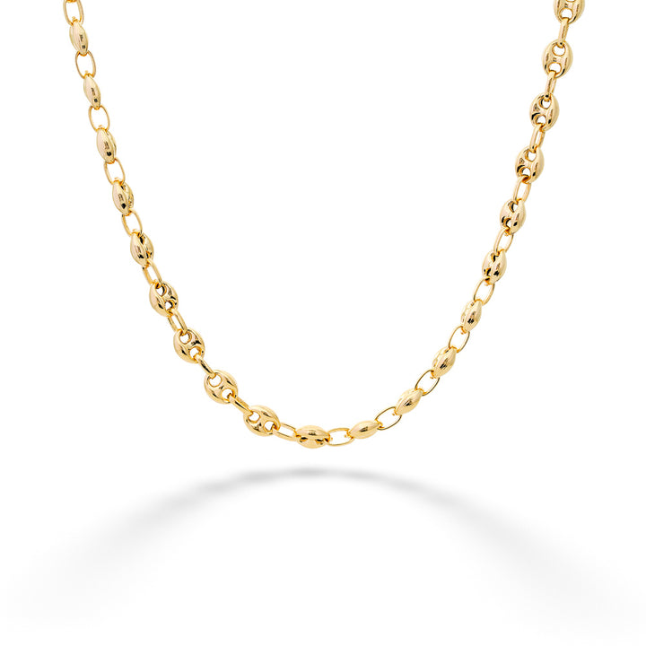 Flat Gold Coffee Bean Necklace by Miss Mimi