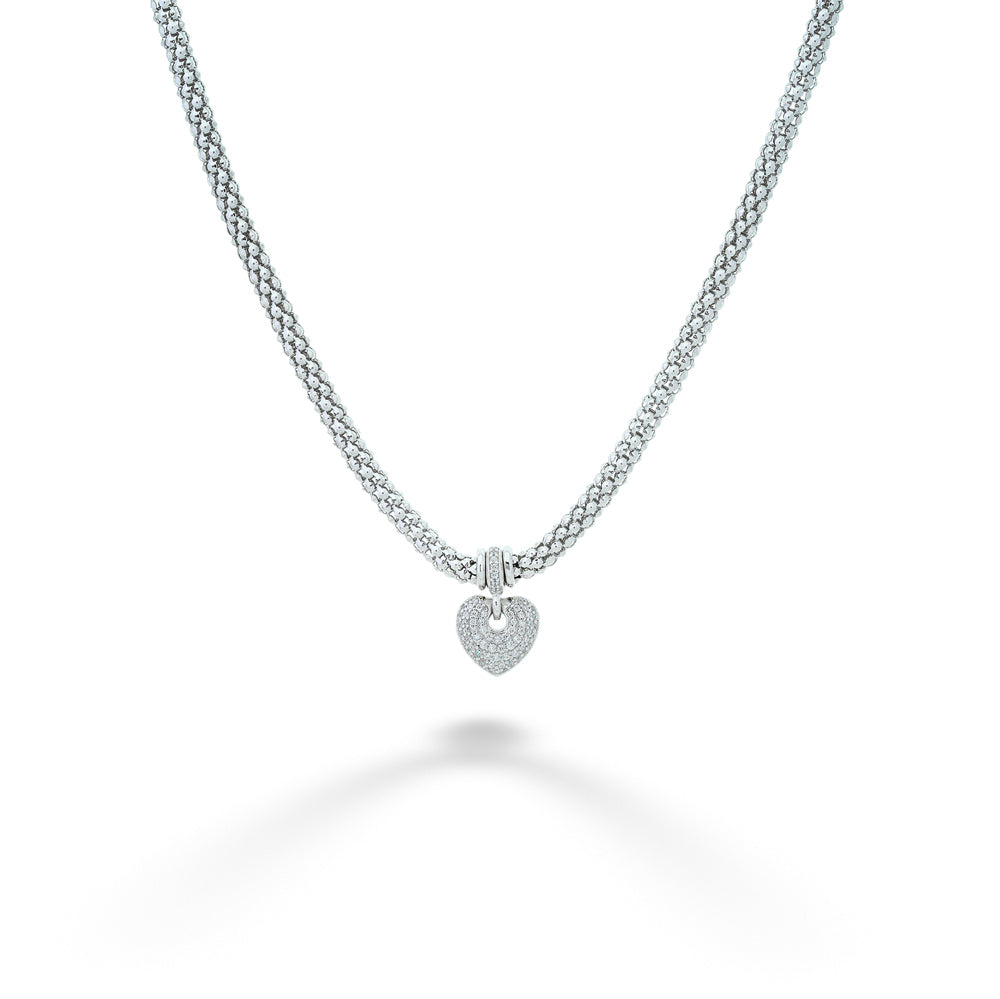 Puffed Mesh Necklace with Heart Charm by Miss Mimi