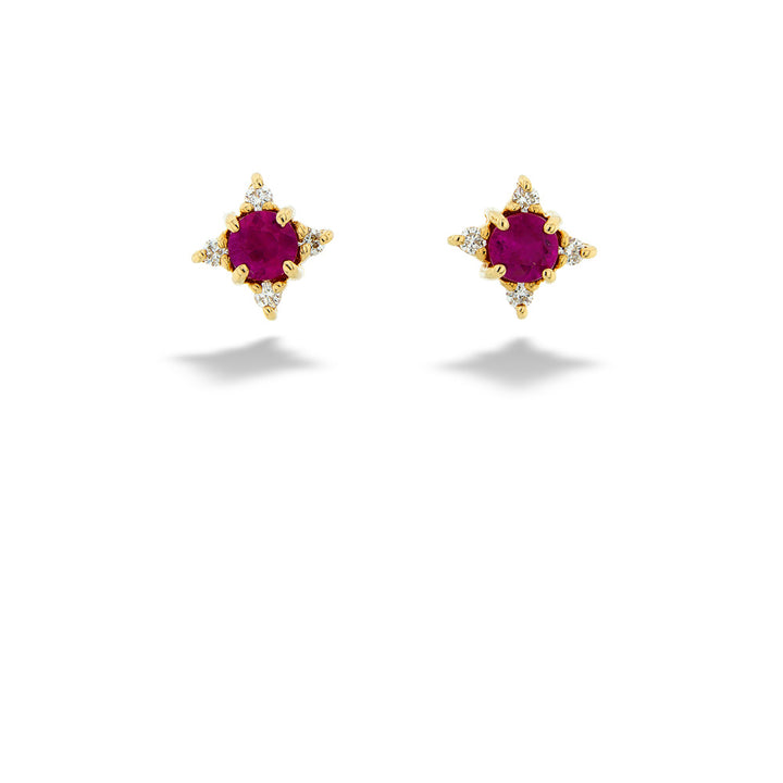 Ruby and Diamond Stud Earrings