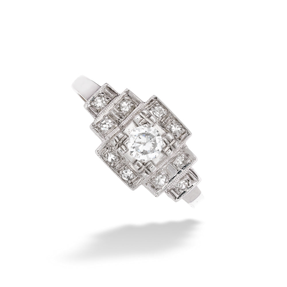 14K White Gold Vintage Diamond Engagement Ring