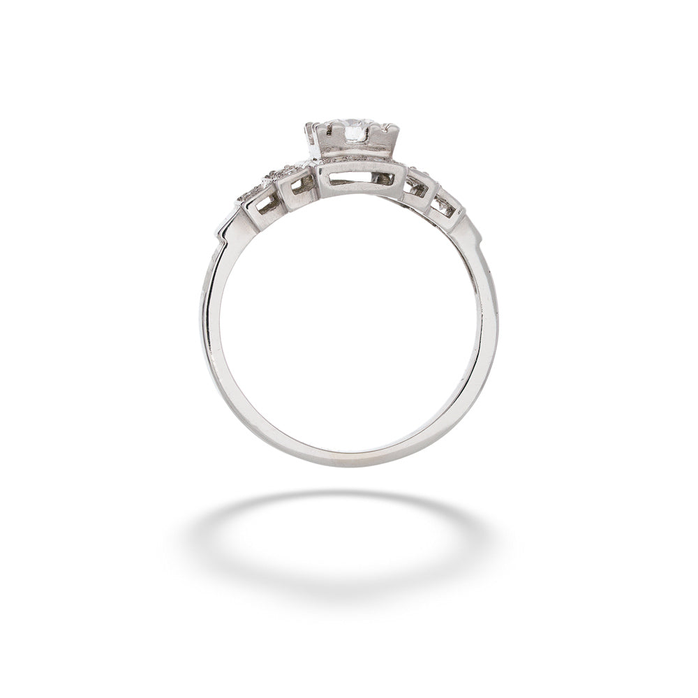 14K White Gold Vintage Diamond Engagement Ring