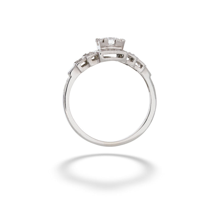 14K White Gold Vintage Diamond Engagement Ring