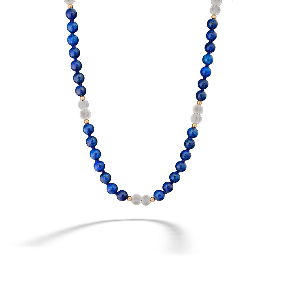 Lapis and Frosted Bead Necklace