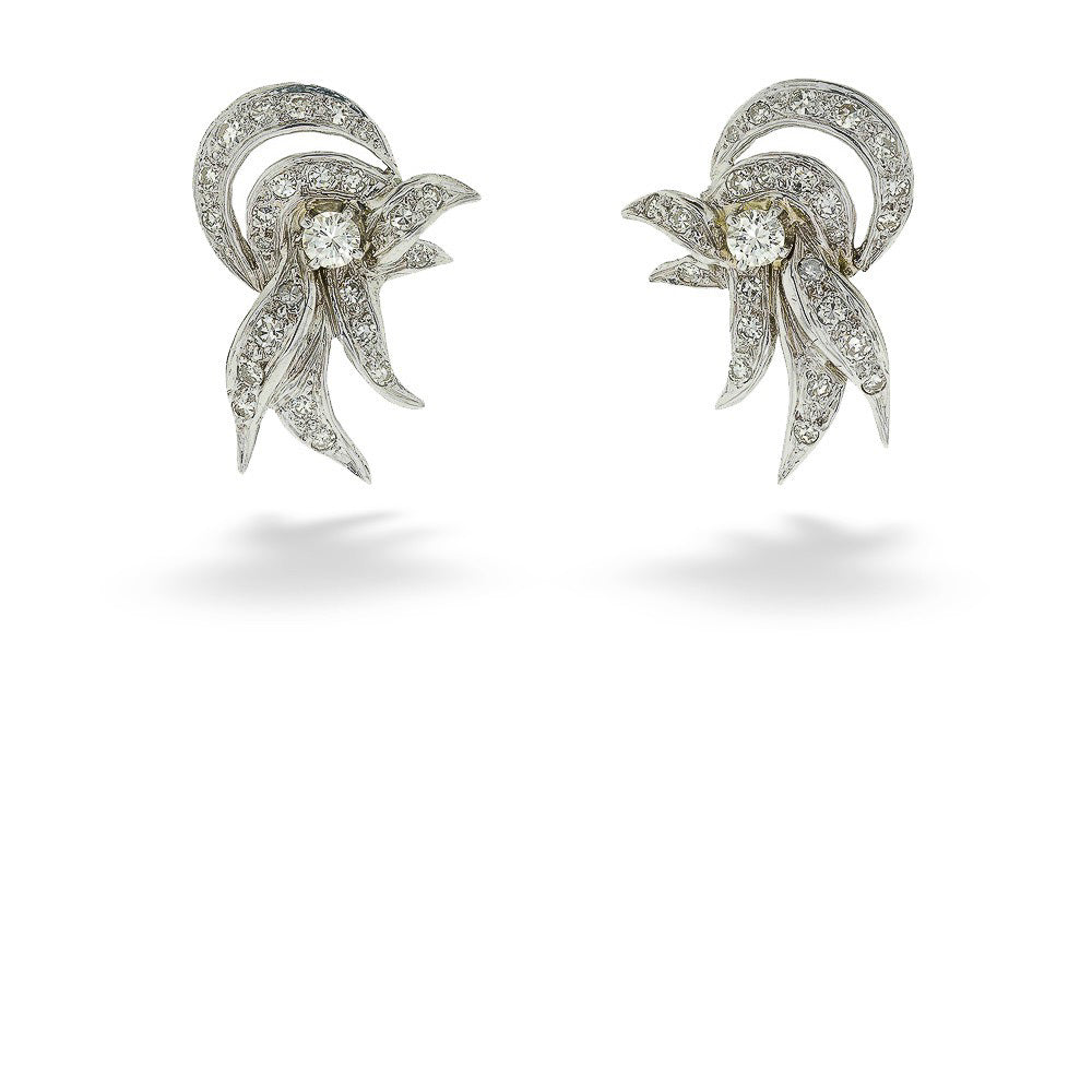 Vintage Diamond Spray Motif Earrings