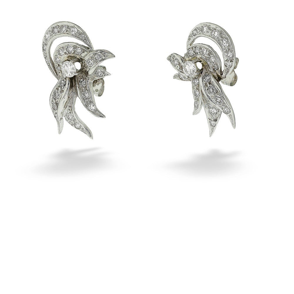 Vintage Diamond Spray Motif Earrings