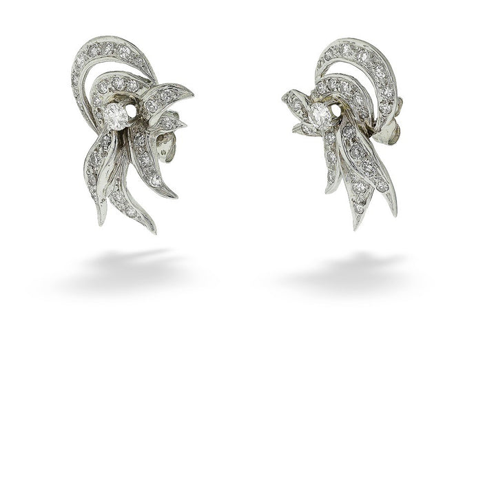 Vintage Diamond Spray Motif Earrings