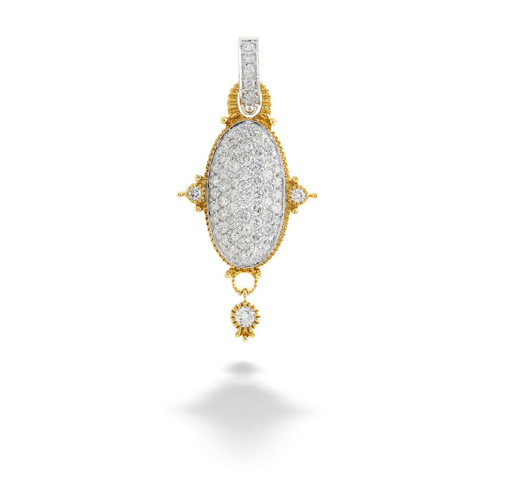 Gold and diamond pendant on a white background Diamond Drop Necklace