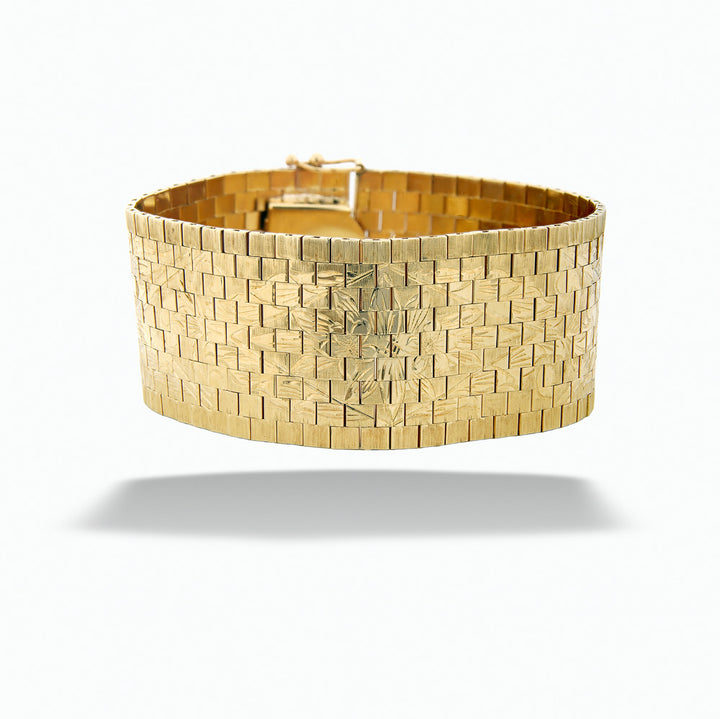 14K Yellow Gold “Brick” Style Engraved Bracelet