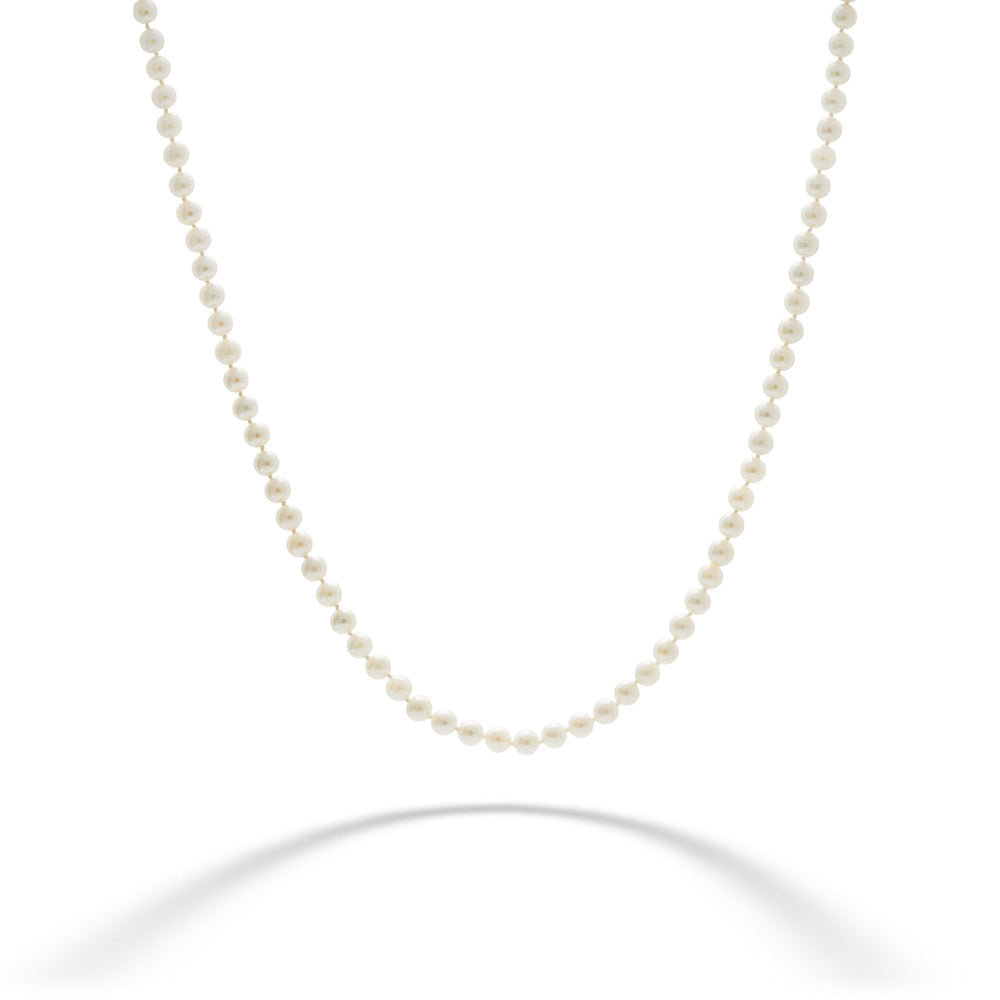 Pearl necklace on a white background  Mikimoto Akoya Pearl Necklace 