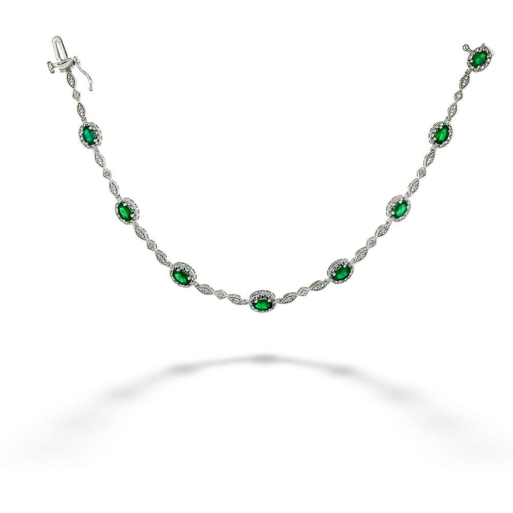 Oval Emeralds & Diamond Bracelet