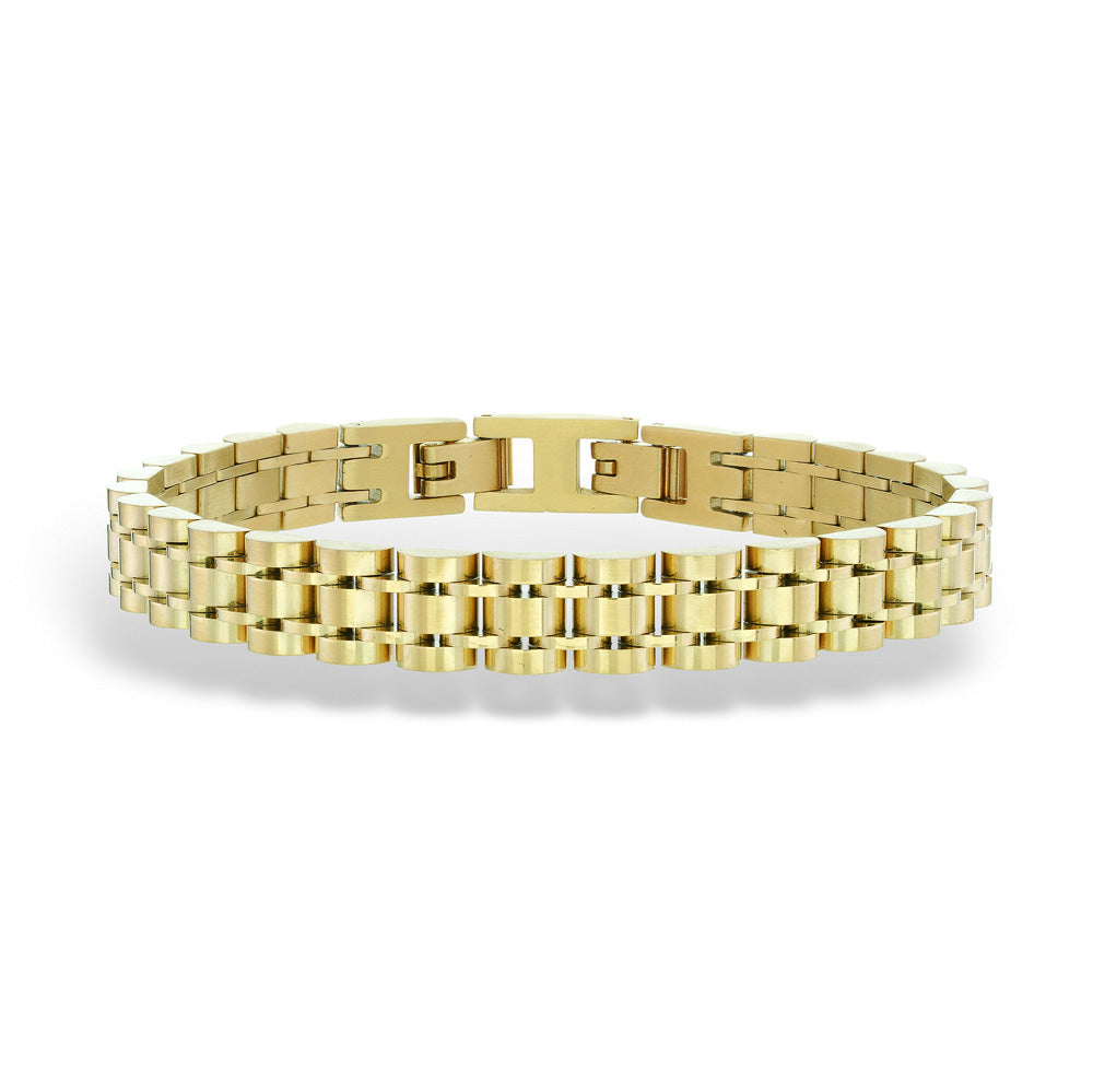 Ion Plated Gold Stainless Steel Watch Link Bracelet by Italgem