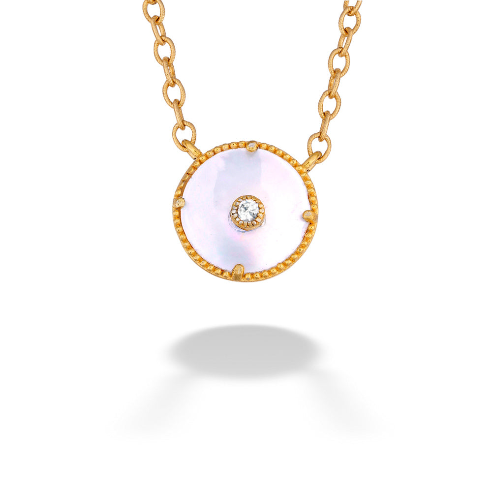 Sapphire & Mother Of Pearl Pendant & Chain by Anatoli