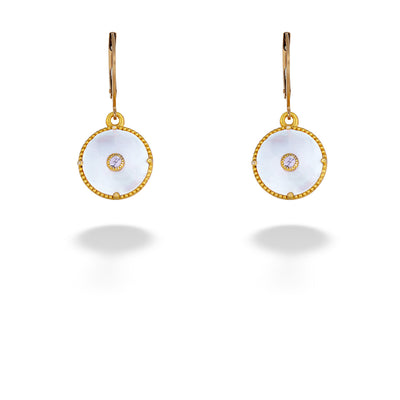 White Sapphire & Mother Of Pearl Earrings by Anatoli