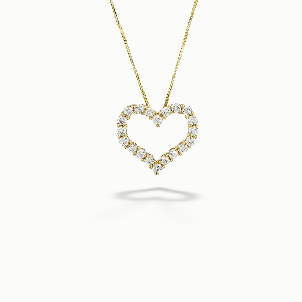 Yellow Gold Diamond Heart Pendant & Chain