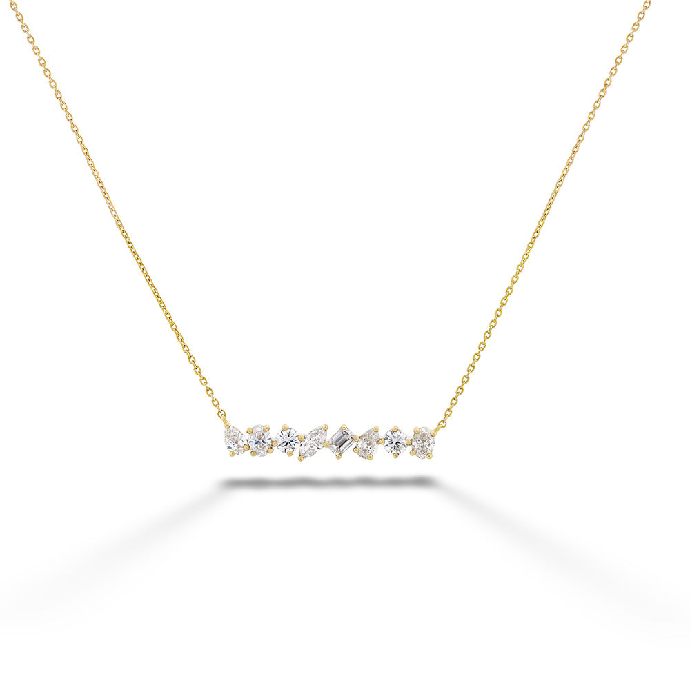 Multi-Shape Diamond Bar Necklace